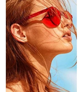 Aviator Colorful One Piece Transparent Round Super Retro Sunglasses - Pink - CZ12N8QW2B6 $19.48
