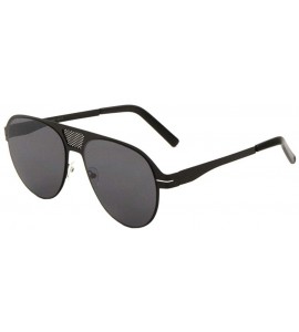 Aviator Frontal Dot Pattern Metal Cut Out Flat Modern Aviator Sunglasses - Black - C8190IWDAIG $27.45