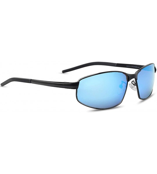 Sport Polarized Sunglasses for Men Women Driving Fishing MJ8015 - Black&ice Blue - CJ18SER39YR $25.64