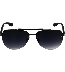 Rimless Oceanic Rimless Fashion Celebrity Aviator Retro Sunglasses Gradient Lens Metal Frame - Black Lens - CO18SYGW4HS $19.13