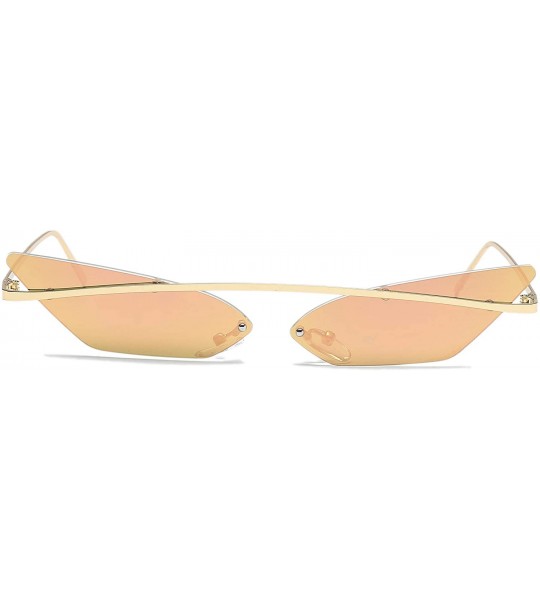 Rimless Fashion Rimless Small Cat Eye Sunglasses Mirror Lens Top Bridge Women Eyewear - Pink Mirror Lens - CR18UCDZIXL $21.56