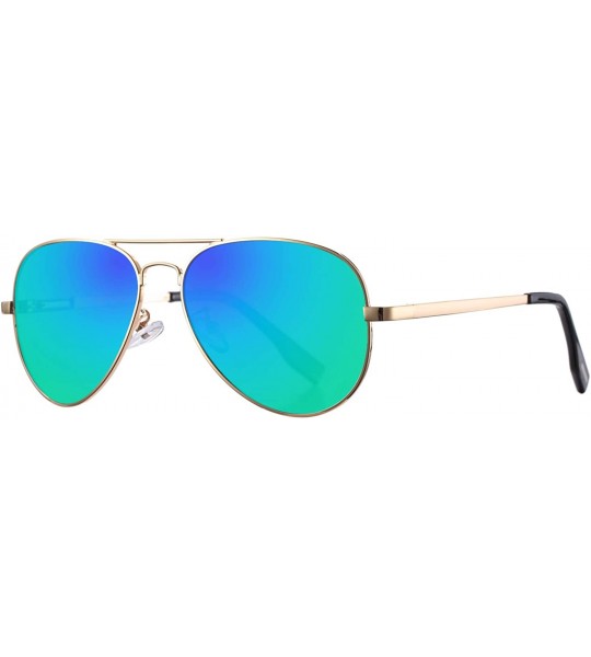 Wayfarer Polarized Aviator Sunglasses Mirrored Lens Metal Frame for Men Women - 100% UV 400 Protection - A7 Green Mirrored - ...