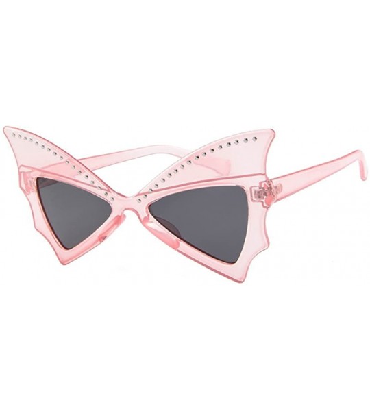 Oval Sunglasses Goggles Bat Shape Polarized Eyewear Women - Pink - CF18QQSMD3M $18.60
