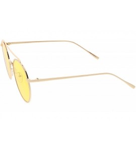 Round Modern Metal Round Aviator Sunglasses With Crossbar Slim Arms And Colored Flat Lens 54mm - Gold / Yellow - CG1882U9CX4 ...