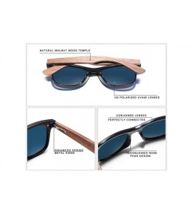 Rimless Mens Sunglasses Polarized Walnut Wood Mirror Lens Sun Glasses Women - Blue Walnut Wood - CK194O64R3G $60.79