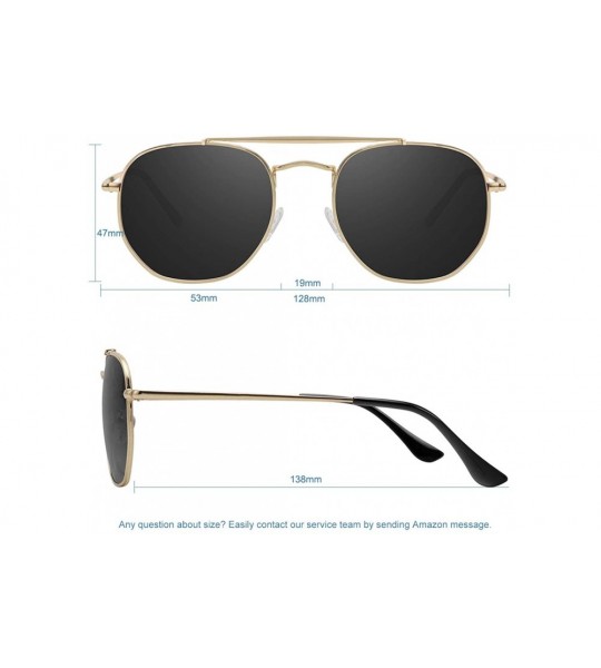 Square Hexagonal Metal Double Bridge Polarized Sunglasses for Women with UV 400 Protection WS3942 - C3196R84N3K $19.18
