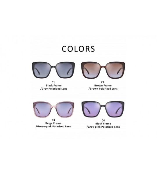 Square Square Cateye Polarized Sunglasses for Women 2020 Trendy Style MS51912 - Black Frame/Purple Polarized Lens - CY196GAAA...
