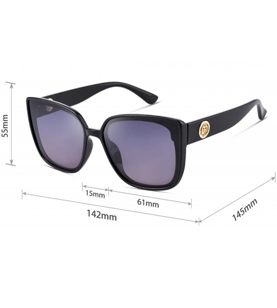 Square Square Cateye Polarized Sunglasses for Women 2020 Trendy Style MS51912 - Black Frame/Purple Polarized Lens - CY196GAAA...