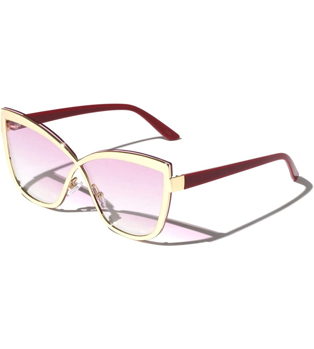 Cat Eye Infinity Frame Sharp Cat Eye Sunglasses - Pink - CJ19732DORU $25.29