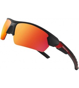 Square Polarized Sport Sunglasses UV Protection for Men&Women- Ideal for Driving Fishing Cycling and Running - Red - CA192SAA...