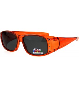 Square Polarized 56mm Rhinestone Trim Translucent Plastic Rectangular Fit Over Sunglasses - Orange - CO18GTXET6I $23.64
