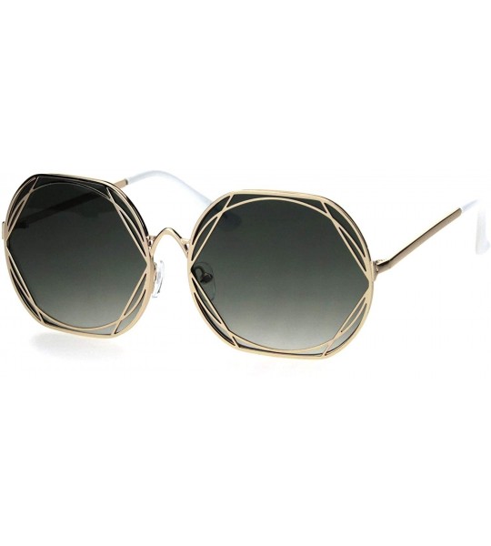 Rectangular Womens Art Nouveau Deco Metal Rim Butterfly Diva Sunglasses - Gold Green - CG18I4H7D9N $23.41