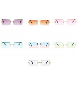 Rectangular Square RimlSunglasses Women Rectangular Blue Green Colored Sun Glasses Men 2020 Metal New Year Gift Items - C2197...