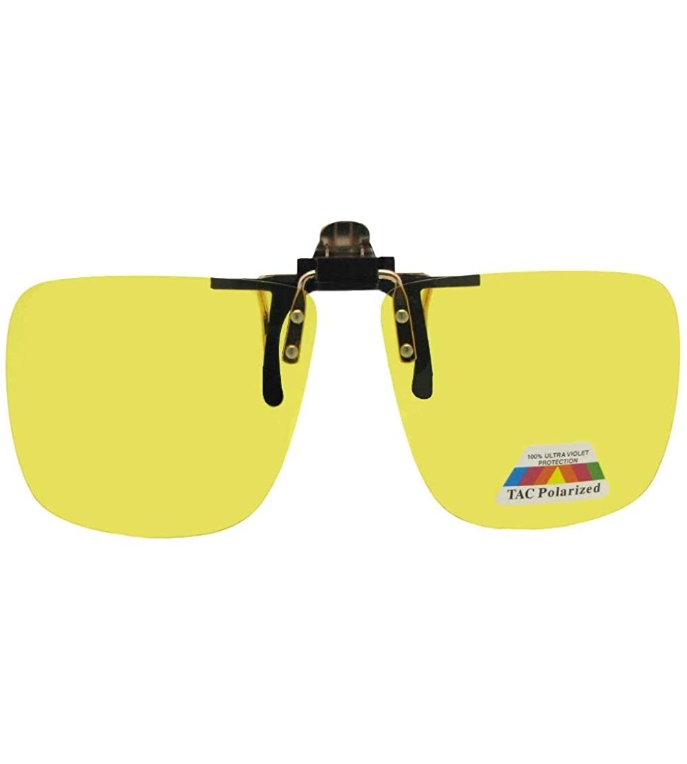 Square Square Polarized Flip Up Sunglasses - Black/Gold-lite Yellow Lenses - CG18OLXQ853 $25.63