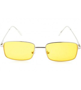 Sport Vintage Inspired Candy Colored Slender Square Metal Frame Sunglasses - Yellow - CH18M6RWHGU $20.07