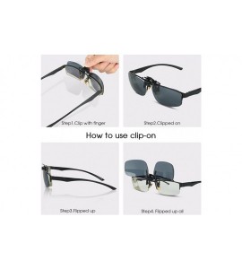 Oval Clip-on Sunglasses Unisex Polarized Frameless Lens Flip Up Clip on Sunglasses Eyeglass-1-Piece clip on glasses - CA18CXC...