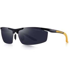 Aviator DESIGN Men Classic Aluminum Alloy Sunglasses HD Polarized Sunglasses C01 Black - C06 Yellow - CT18XNH46TL $30.43