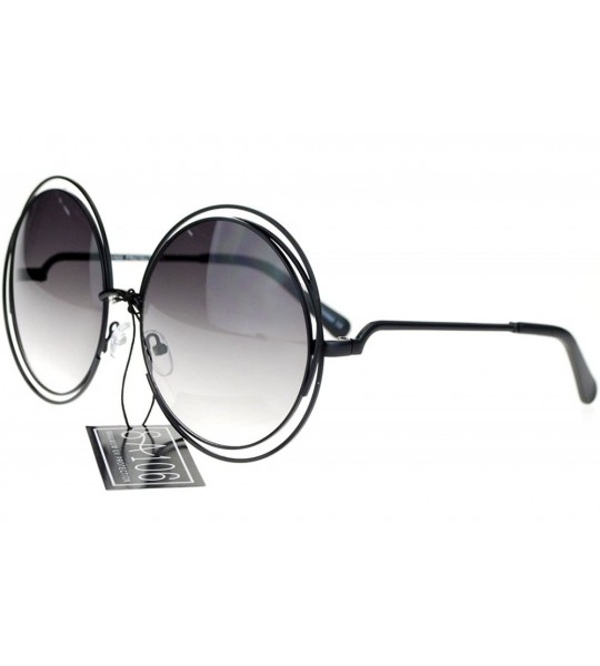 Oversized Avant Garde Double Circle Frame Round Designer Fashion Retro Sunglasses - Black Smoke - CS11S69SU3X $19.80