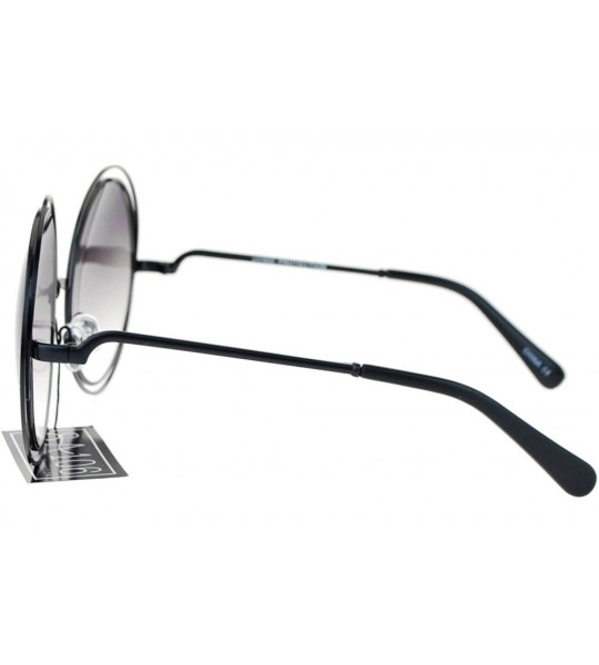 Oversized Avant Garde Double Circle Frame Round Designer Fashion Retro Sunglasses - Black Smoke - CS11S69SU3X $19.80