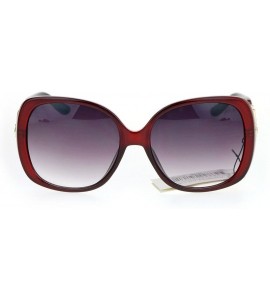 Oversized Womens Oversized Rhinestone Bling Arm Diva Butterfly Sunglasses - Red Smoke - CG12NZ2123T $18.05