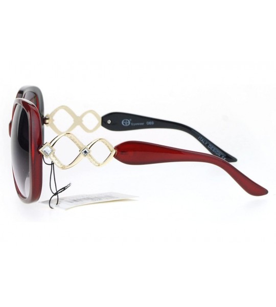 Oversized Womens Oversized Rhinestone Bling Arm Diva Butterfly Sunglasses - Red Smoke - CG12NZ2123T $18.05