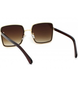 Rectangular Womens Classic 90s Double Rim Squared Butterfly Sunglasses - Gold Brown - C218WNW2C5W $23.67