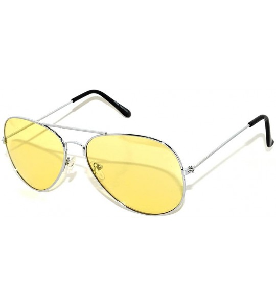 Aviator Classic Aviator Colored Lens Sunglasses Colorful Metal Frame - Yellow_lens_silver_frame - CA124Y3SORV $19.70