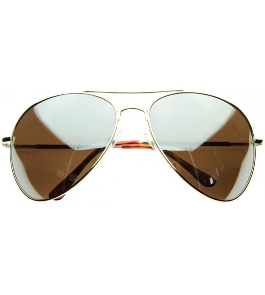 Aviator Large Metal Aviators Mirrored Aviator Sunglasses (Gold) - CL116Q2ML3H $18.10