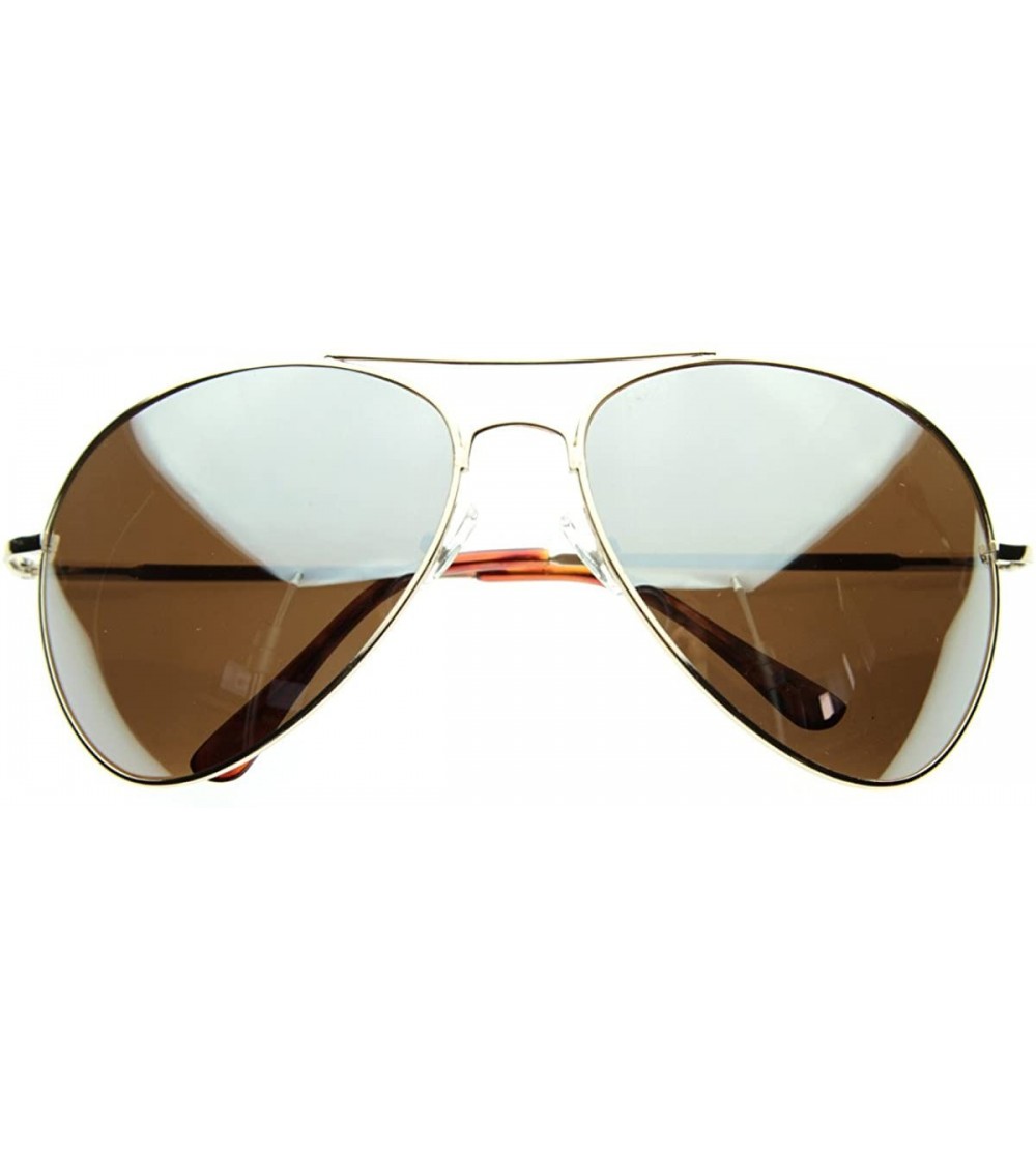 Aviator Large Metal Aviators Mirrored Aviator Sunglasses (Gold) - CL116Q2ML3H $18.10