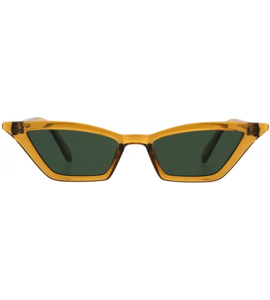 Rectangular Womens Skinny Sunglasses Trapezoid Shape Glamorous Cateye Frame - Brown (Green) - C618K3XI3LC $20.08
