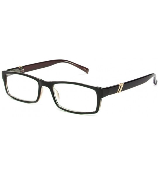 Square Newbee Fashion-"Zena" Slim Frame Spring Temple Light Weight Reading Glasses - Brown - C5127DQ43WV $17.89