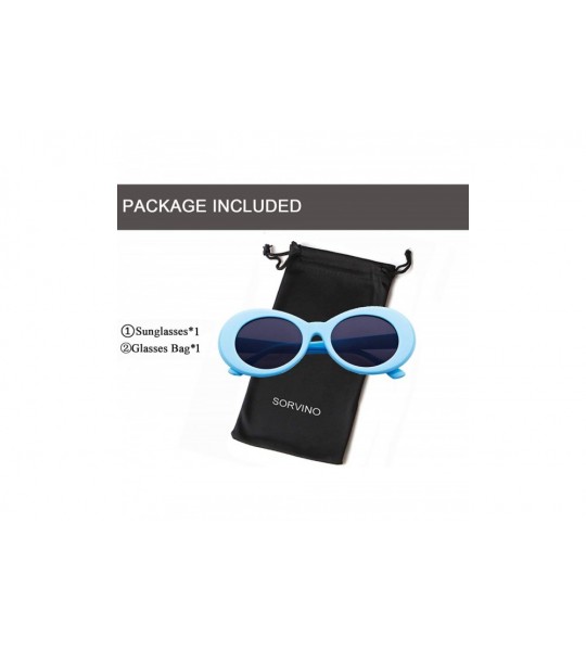 Goggle Sunglasses Unisex Kurt Cobain Glasses Bold Retro Oval Mod Clout Goggles - F-blue/Grey - CN18LHT00Z8 $19.43