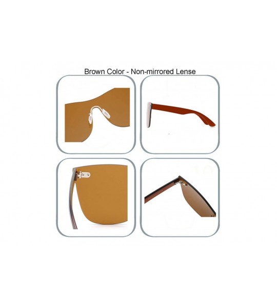 Square Rimless Mirrored Lens One Piece Sunglasses UV400 Protection for Women Men - Brown - CO18IRIRON9 $23.37