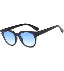 Round Retro Style Round Frame Anti UV Sunglasses for Outdor Travel Driving Wear - Bright Black Double Blue - CL18WU7H9I5 $18.43