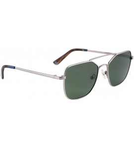Square Polarized Sunglasses for Women Men UV400 Protection Sun Glasses Classic Metal Frame - Silver and Green - CB196SU6DQE $...
