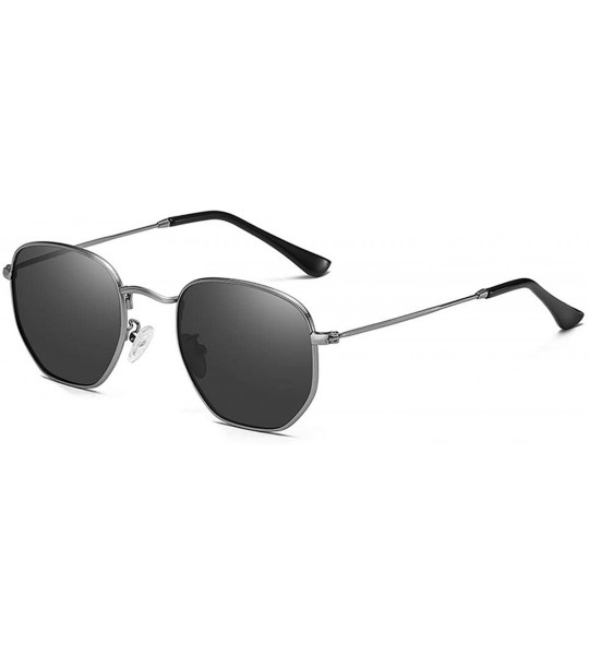 Round Classic Polarized Sunglasses Men Shades Women Hexagon Retro Sun Glasses StainlSteel Frames PA1279 - C2 Gun Black - CZ19...