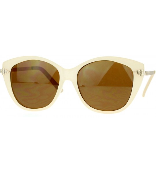 Oversized Retro Arrow Trim Designer Fashion Butterfly Sunglasses - Beige - C0121V6NMVR $19.40