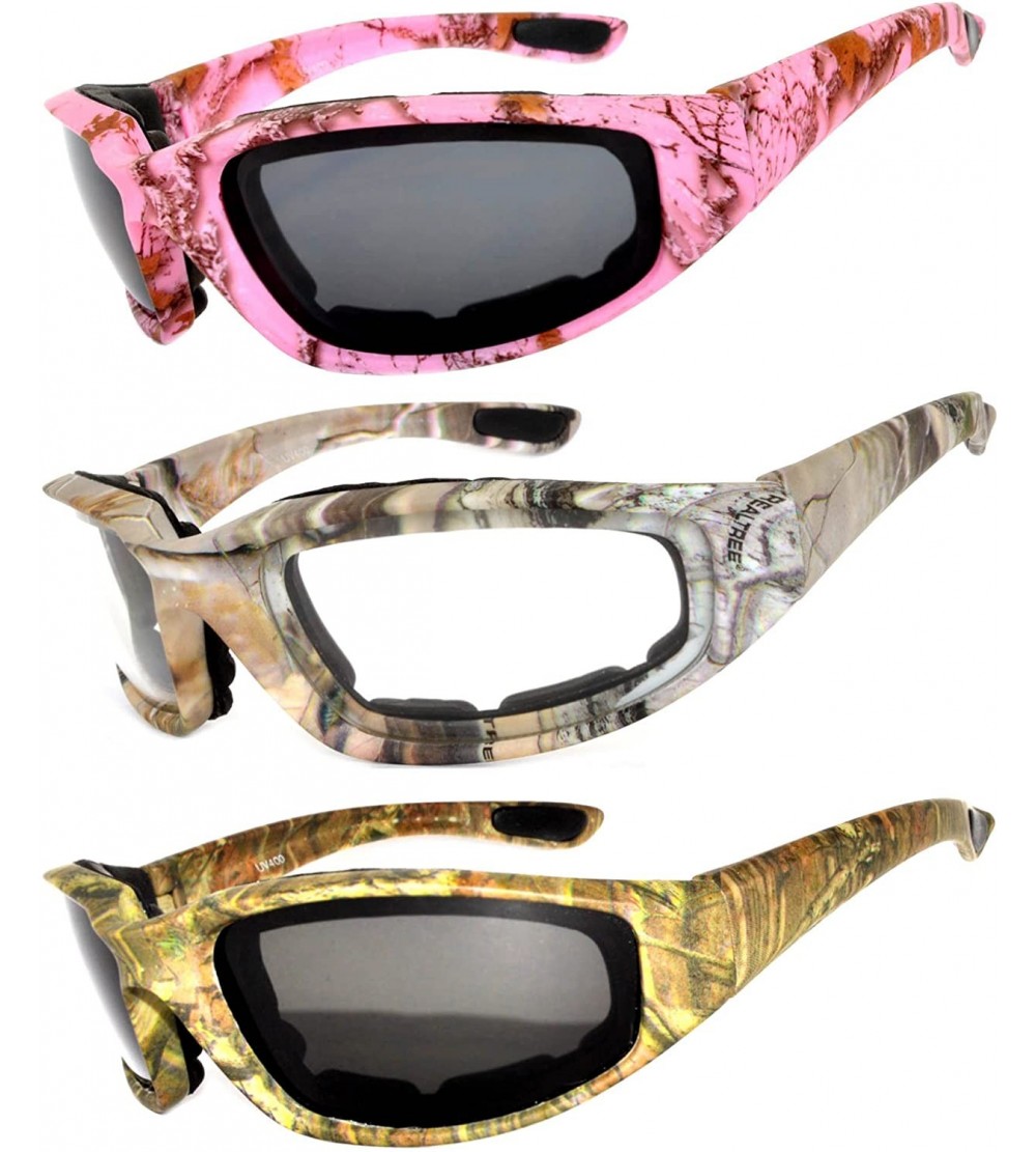 Sport Set of 2 - 3 Pairs Motorcycle CAMO Padded Foam Sport Glasses Colored Lens - CR1847WWXU4 $28.32