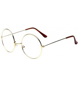 Round Fishing Fashion Oval Round Clear Lens Glasses Vintage Geek Nerd Retro Style Metal - Gold - CJ18T6CG7U7 $16.97