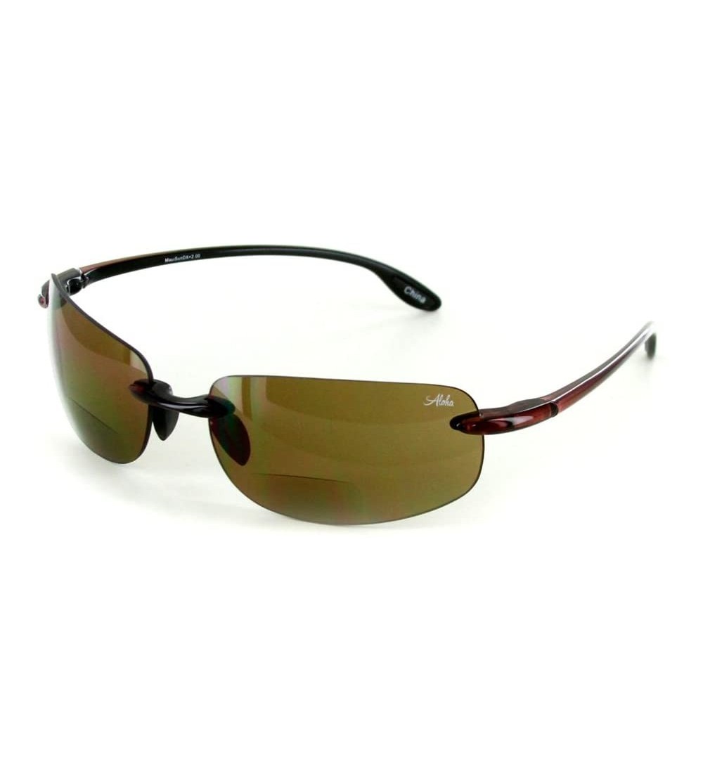 Sport "Oahu Sun Deluxe" Wrap-Around Rimless Bifocal Sunglasses (Tortoise w/Amber +1.50) - C411MS1BO0B $51.05