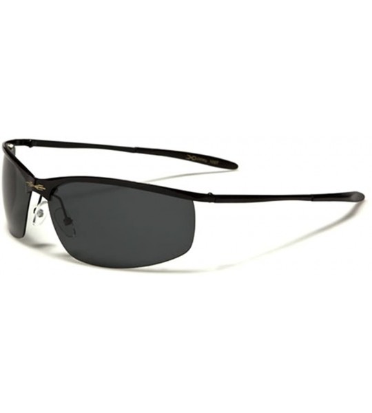 Rectangular Xloop Metal Boating Golf Polarized Driving Sunglasses with Monogram Microfiber Pouch - Black - C011HVQLGN3 $19.99
