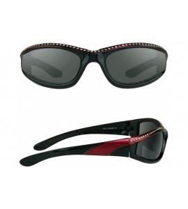 Goggle Red Frame Motorcycle Rhinestone Sunglasses Foam Padded for Women. - Fiery Red - CH11HQP3QUZ $40.88