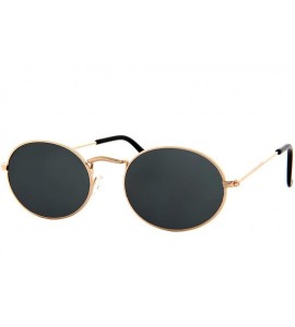 Oval Small Oval Frame Sunglasses Men Women Vintage Classic Vintage Stylish - Gold Metal Frame / Tinted Green Lens - CT18SXQUG...