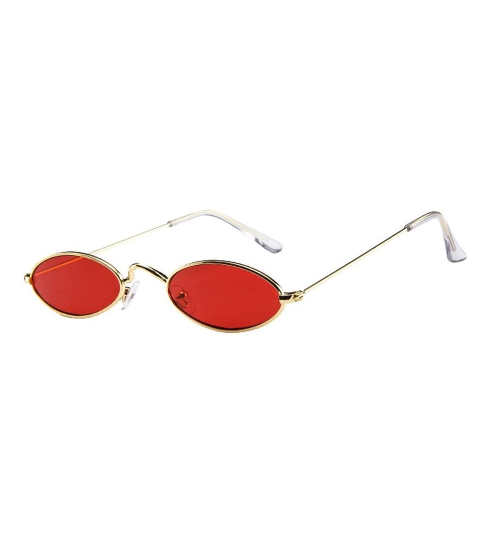 Oval Fashion Mens Womens Retro Small Oval Sunglasses Metal Frame Shades Eyewear (C) - C - CX195NKD3GU $14.80