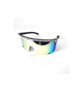 Goggle Fashion Lady Large Frame Brand Designer Luxury Diamond Sunglasses Men goggle UV400 - Multicolor - CE18S25OWOH $29.55