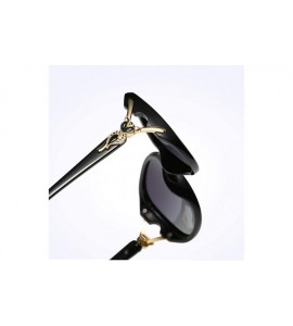 Rimless Women Cat Eye Sunglasses-Polarized Shade Glasses-Vintage Fox Decor Metal Frame - B - CO1905Z7RGC $61.45