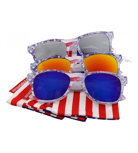 Aviator Limited Edition"Arctic Denim" American Flag Mirror Sunglasses - 3 Pack Saver - CT11VP714TZ $33.57