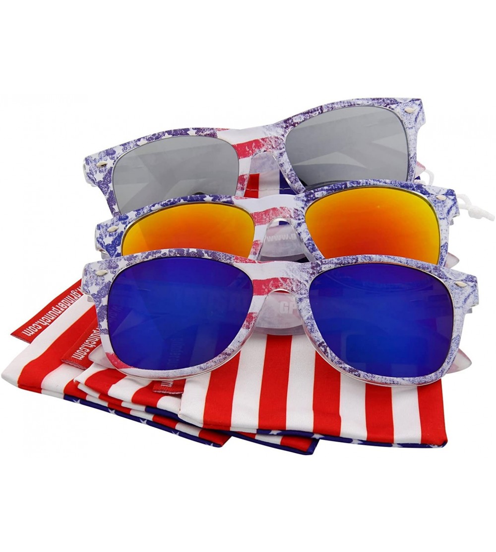 Aviator Limited Edition"Arctic Denim" American Flag Mirror Sunglasses - 3 Pack Saver - CT11VP714TZ $33.57