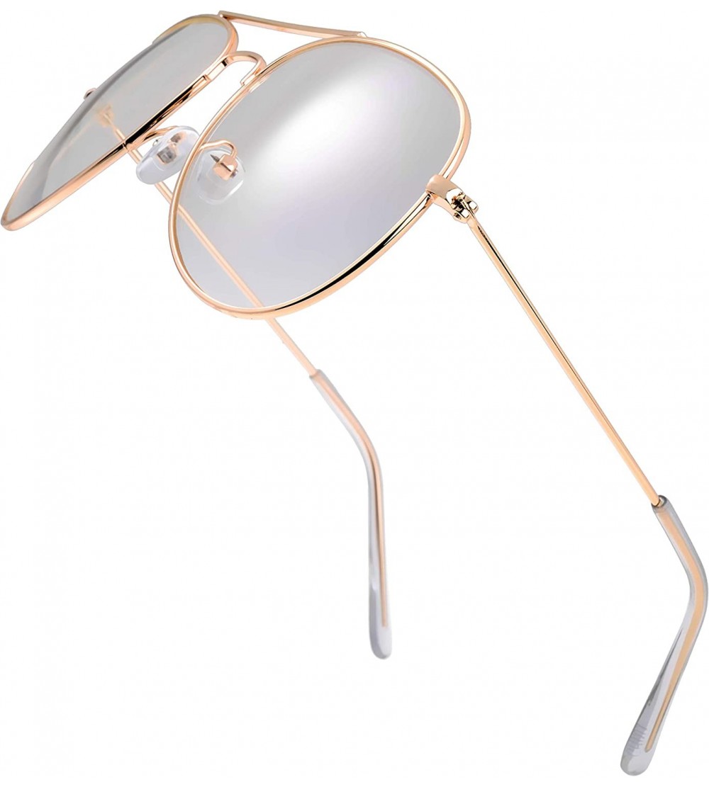 Round Classic Metal Frame Oceanic Color Lens Aviator Sunglasses Gift Box - 22-gold - CB19C4NLY7L $27.51