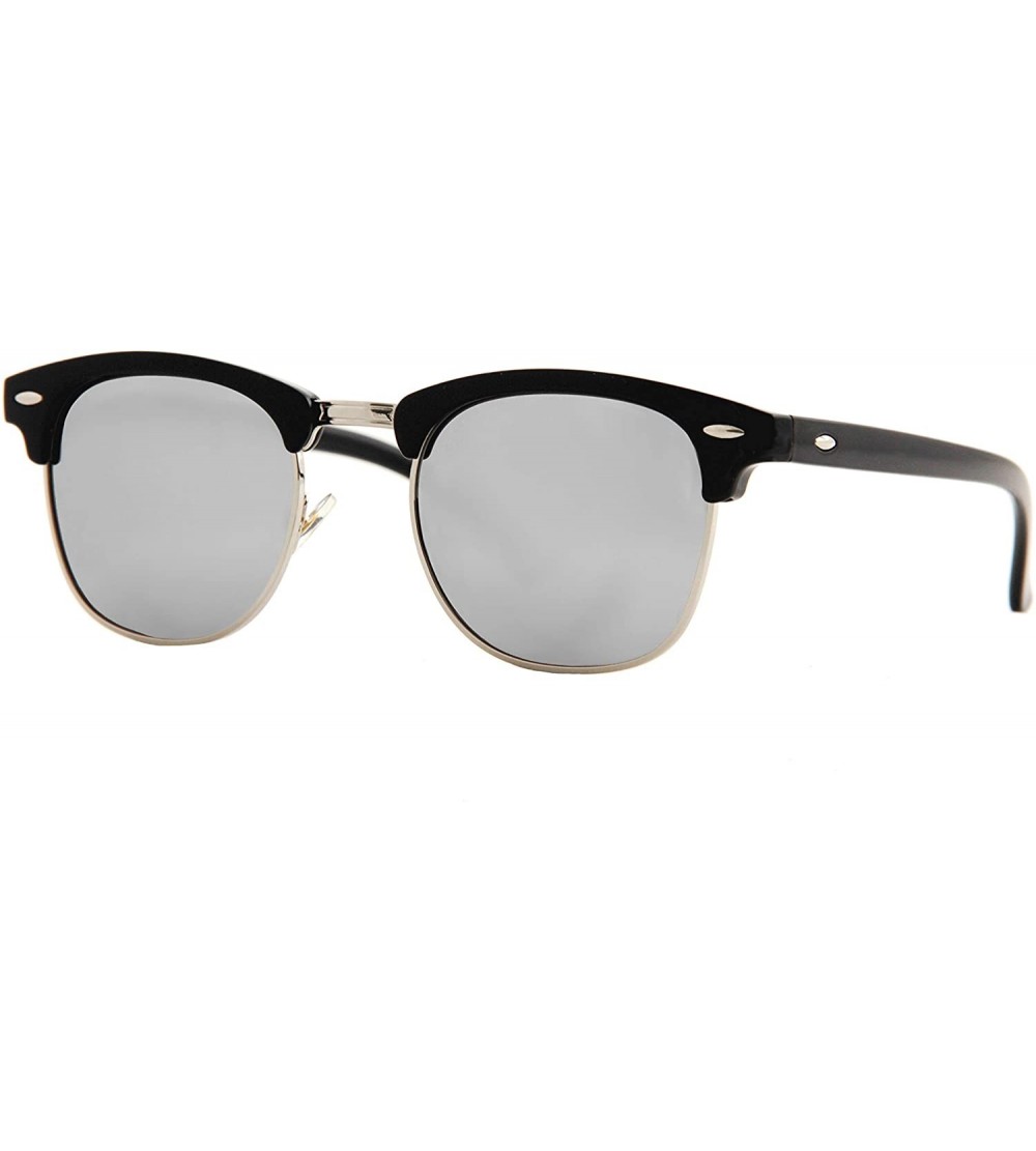 Square Classic Unisex Sunglasses Durable Semi-Rimless Half Frame Mirrored Lens - CS18GO39NOO $18.04